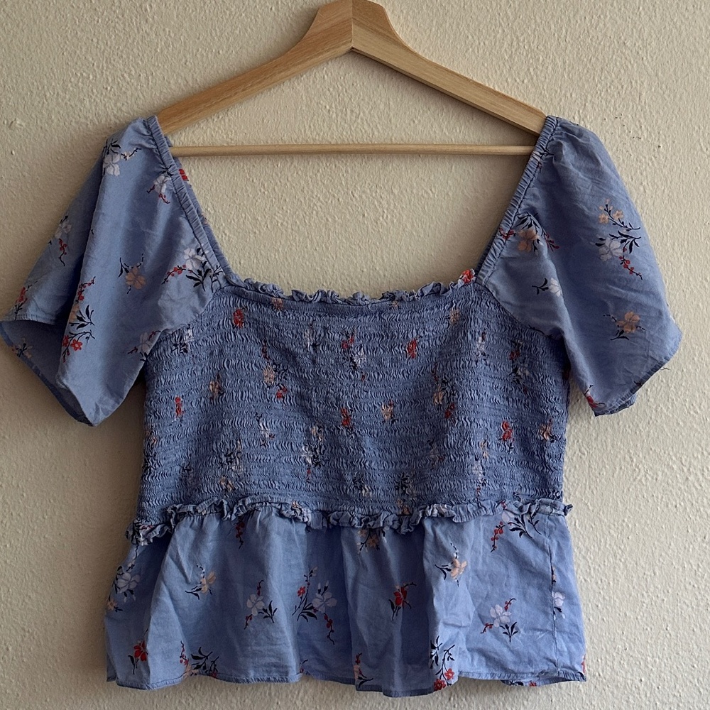 Blue Madewell Peplum Top
